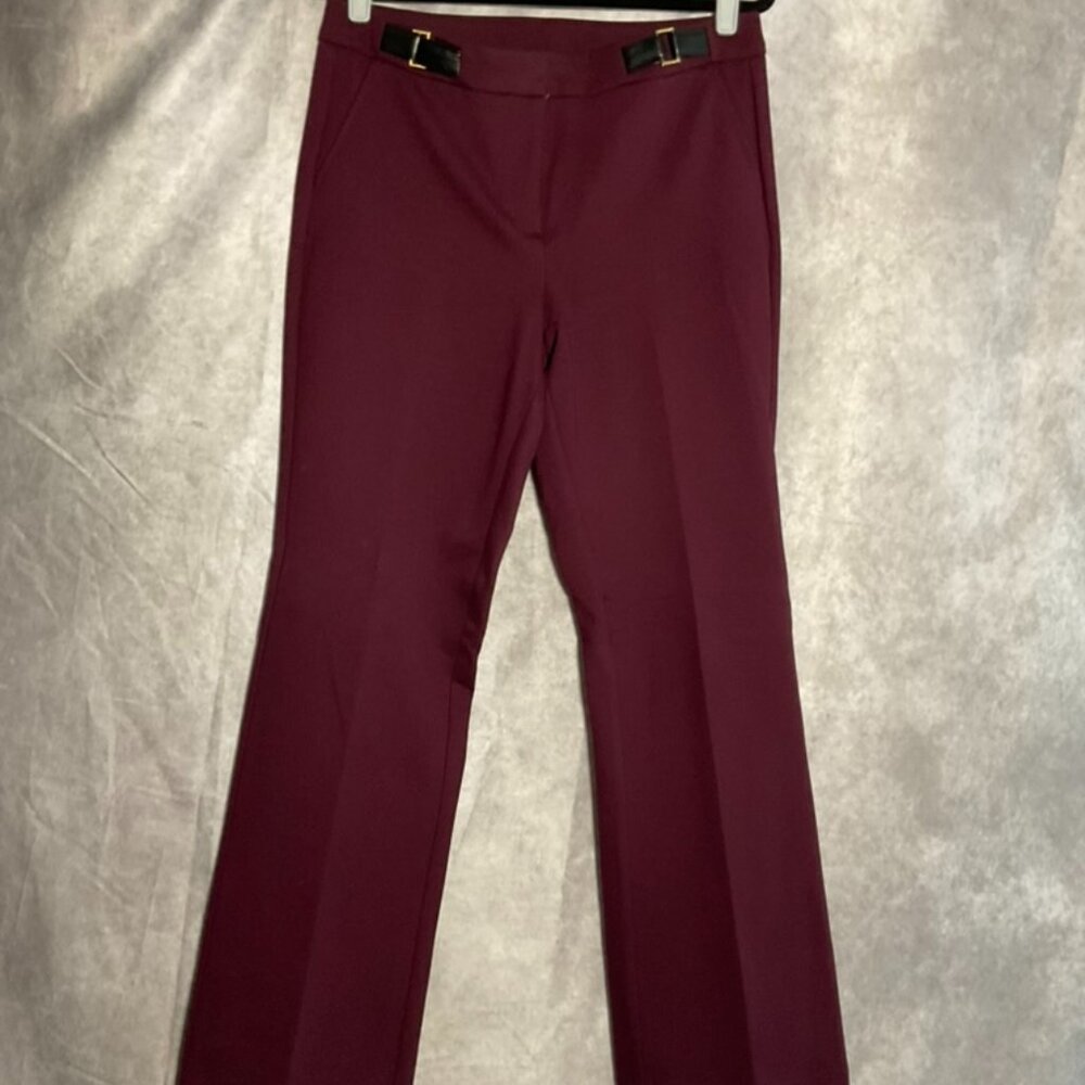 Anne Klein Purple Dress Suit Pant Straight Flare Size 8 Stretch EEUC